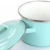 Small 1-Quart Turquoise Enameled Steel Dutch Oven with Lid