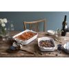 2 Piece Ceramic Stoneware Bakeware Casserole Dish Set in White