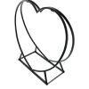 Indoor Outdoor Black Metal Heart Shaped Firewood Holder Log Rack