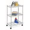 3-Shelf Chrome Steel Storage Cart on Wheels