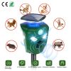 Electric Solar Powered Ultrasonic Animal Repeller 360Â° Ultrasonic Animal Driver with Motion Sensor LED Flashing Lights Waterproof Outdoor Animal Repe