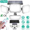 2 Pack Solar Powered Wall Lights IP44 Waterproof Motion Sensor Lights with 4 Adjustable Heads 333Pcs LED Beads 120Â° Sensing Angle Remote Control for