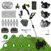 21V Electric Weed Edger Cordless String Trimmer Grass Mower Eater Bush Cutter with 16800RPM 2x 3000mAh Batteries 3.6-4.6FT Length 90Â° Rotatable Angle