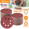 120Pack 5 Inch 8 Hole Round Sandpapers Random Orbital Sander Pads Sanding Discs 2000Grit