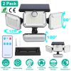 2 Pack Solar Powered Wall Lights IP44 Waterproof Motion Sensor Lights with 4 Adjustable Heads 333Pcs LED Beads 120Â° Sensing Angle Remote Control for