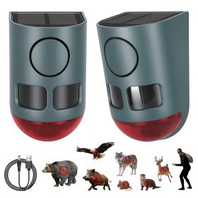 2Pack 3-In-1 Ultrasonic Solar Animal Repeller Motion Activated Animal Repellent with Ultrasonic Sound Alarm Strobe Light 4 Modes IP55 Waterproof for D