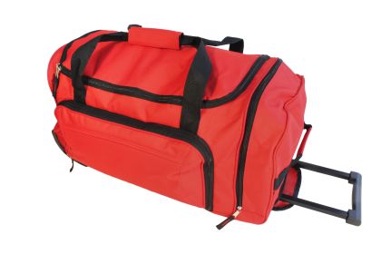 Rolling Red Wheel Bag + Telescoping Handle