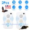 2Pack Rechargeable Ultrasonic Bat Repellent Indoor Outdoor Bird Mouse Deterrent Device with 6 Adjustable Levels for Attic Porch House