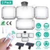 2 Pack Solar Powered Wall Lights IP44 Waterproof Motion Sensor Lamps with Separate Solar Panel 4 Adjustable Heads 333Pcs Beads 120Â° Sensing Angle Rem