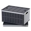 Plastic Collapsible Storage Bins with Lids, 65L 2 Packs, Stackable Folding Storage Crates with Handles, Holds 84 lbs Per Bin, Heavy Duty Containers