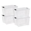 60 Qt. Plastic Storage Bins with Lids, Stackable Storage Containers, Totes, 4 Pack