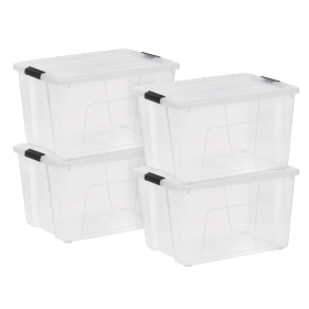 60 Qt. Plastic Storage Bins with Lids, Stackable Storage Containers, Totes, 4 Pack