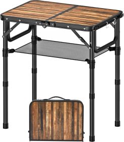 Folding Picnic Table with Storage Net, 3 Adjustable Heights Aluminum Small Folding Table, Lightweight, Portable Carrying Handle