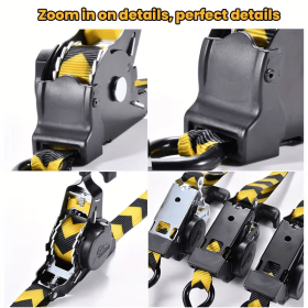 2 Pack Retractable Ratchet Tie Down Straps, 1" x 119" 1155 lbs Break Strength, Portable Cargo Straps for Motorcycle, Truck, Trailer, Camping, Mov