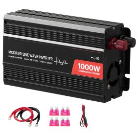 1000W Power Inverter, 12V DC to 120V AC Modified Sine Wave Inverter, Car Charger Converter with USB & Type-C Port, 2 AC Outlets, LED Indicator Li