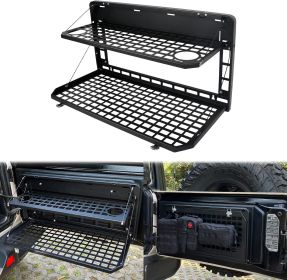 2-Tier Tailgate Table Rear Foldable Storage Cargo Rack Outdoor Camping Desk for 2007-2022 Jeep Wrangler JK&JL 4 Door (Not Fit JK Models with Stoc