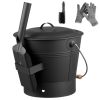 Ash Bucket, 4 PCS with Lid, Shovel, Broom and Gloves, Metal Fireplace Charcoal Bucket and Ash Can, 2.6 GAL Large Capacity for Fireplace, Fire Pits