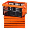 Plastic Collapsible Storage Bins, 45L 6 Packs, Stackable Folding Storage Crates with Handles, Holds 33 lbs Per Bin, Foldable Heavy Duty Containers