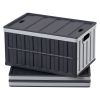 Plastic Collapsible Storage Bins with Lids, 65L 3 Packs, Stackable Folding Storage Crates with Handles, Holds 84 lbs Per Bin, Heavy Duty Containers