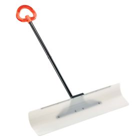 Snow Pusher Shovel, 36 in Outdoor Snowplow Shovel with Ergonomic Grip, HDPE Plastic Blade, Winter Shovels with Segmented Handle, Metal Edged Strip