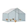 2*2*2m/6.5x6.5x6.5ft Silver Chicken Coop with Pointed Roof, 180g PE Rain Cloth, Metal Chicken and Rabbit Cage