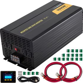 Power Inverter, 5000W Modified Sine Wave Inverter, DC 12V to AC 120V Car Converter, with LCD Remote Controller, LED Indicator