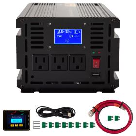 Power Inverter, 2500W Modified Sine Wave Inverter, DC 12V to AC 120V Car Converter, with LCD Display, Remote Controller, LED Indicator