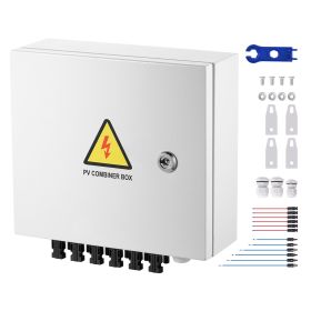 PV Combiner Box, 6 String, Solar Combiner Box with 10A Rated Current Fuse 63A Circuit Breaker Lightning Arrester and Solar Connector