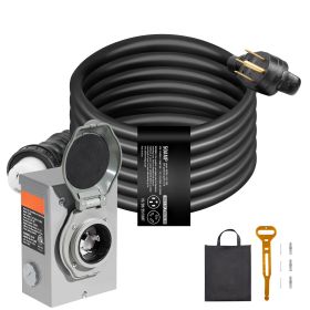 50 Amp Generator Cord and Power Inlet Box Kit, 20FT, NEMA 14-50P/SS2-50R STW 6/3+8/1 AWG Generator Power Cord with Twist Lock Connector