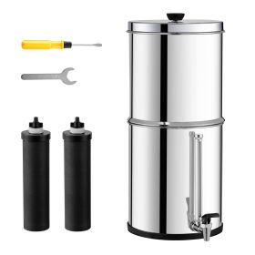 Gravity-fed Water Filter System, 2.25G 304 Stainless-Steel Countertop System, Water Filtration System, Reduces Lead and up to 99% of Chlorine