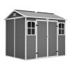 8x6FT Resin Outdoor Storage Shed with Floor Lockable Garden Shed with 2 Windows Ventilation & Sloped Roof Weather-Resistant for Garden Tools Lawn Equi