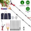 2-in-1 Pole Saw & Fruit Picker with 1.3-9.6FT Extendable Stainless Steel Pole Manual Tree Pruner with 65Mn Steel Blade Fruit Picking Basket Storage Ba