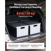 Plastic Collapsible Storage Bins with Lids, 65L 2 Packs, Stackable Folding Storage Crates with Handles, Holds 84 lbs Per Bin, Heavy Duty Containers
