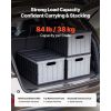 Plastic Collapsible Storage Bins with Lids, 65L 3 Packs, Stackable Folding Storage Crates with Handles, Holds 84 lbs Per Bin, Heavy Duty Containers