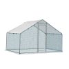 2*2*2m/6.5x6.5x6.5ft Silver Chicken Coop with Pointed Roof, 180g PE Rain Cloth, Metal Chicken and Rabbit Cage