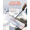 Snow Pusher Shovel, 36 in Outdoor Snowplow Shovel with Ergonomic Grip, HDPE Plastic Blade, Winter Shovels with Segmented Handle, Metal Edged Strip