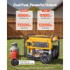 Portable Generator, Gasoline 13500W Peak Watt & LPG 12000W Peak Watt Dual Fuel Generator, Home Backup Generators with Electric Start