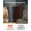 Ash Bucket, 4 PCS with Lid, Shovel, Broom and Gloves, Metal Fireplace Charcoal Bucket and Ash Can, 2.6 GAL Large Capacity for Fireplace, Fire Pits