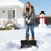 Snow Shovel for Driveway, 18 in Wide Plastic Snow Shovel with Assist D-shaped Handles, Non Slip Grip, Large Capacity Snowplow Shovels