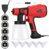 ElectricÂ Paint SprayerÂ HVLP Spray Painting Gun Handheld Painter with Different Spray Patterns 5 Nozzles 800ML Detachable Cup Flow Adjustable Length