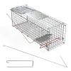 2Pcs 24X7.48X8.27IN Folding Humane Live Animal Trap Cages Easy To Catch And Release Foldable Cat Trap Galvanized Steel For Small Cats Squirrels Rabbit
