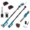 Pole Mini Hedge Trimmer & Grass Shear Electric Cordless Handheld Hedge Trimmer with 90Â° Rotatable Head Telescopic Extension Pole Gloves Goggles 2Pcs