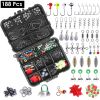 188Pcs Fishing Accessory Kit Portable Fishing Set Including Jig Hooks Sinker Weights Spoon Lure Removable Split Shot w/ Tackle Box