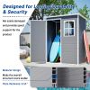 5x3FT Resin Outdoor Storage Shed with Floor Lockable Garden Shed with Window Sloped Roof Weather-Resistant Tool Shed for Garden Tools, Pet House and B