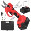 21V Cordless Electric Pruning Shears 40mm 1.57" Electric Branch Scissors Tree Branch Cutter with 2 Rechargeable Batteries Sharpening Stone Blade Repla