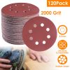 120Pack 5 Inch 8 Hole Round Sandpapers Random Orbital Sander Pads Sanding Discs 2000Grit