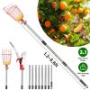 2-in-1 Pole Saw & Fruit Picker with 1.3-9.6FT Extendable Stainless Steel Pole Manual Tree Pruner with 65Mn Steel Blade Fruit Picking Basket Storage Ba