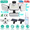 2 Pack Solar Powered Wall Lights IP44 Waterproof Motion Sensor Lamps with Separate Solar Panel 4 Adjustable Heads 333Pcs Beads 120Â° Sensing Angle Rem