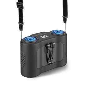 16000mAh 4 In 1 Dual-TurbineÂ Waist Clip FanÂ Wearable Personal Fan Hands-Free with 5 Speeds LCD Display Lanyard Double As Power BankÂ for Jobsites Ca