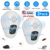 2 Pack Pest Control Device for Mosquitoes Cockroaches Rats Plug In Ultrasonic Insect Repellent Indoor for Bedroom Garage Warehouse Office